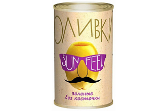 Оливки зеленые без косточки ж/б 300мл SUNFEEL