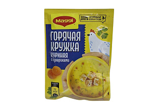 Магги Горячая кружка Куриная с сухариками 20г